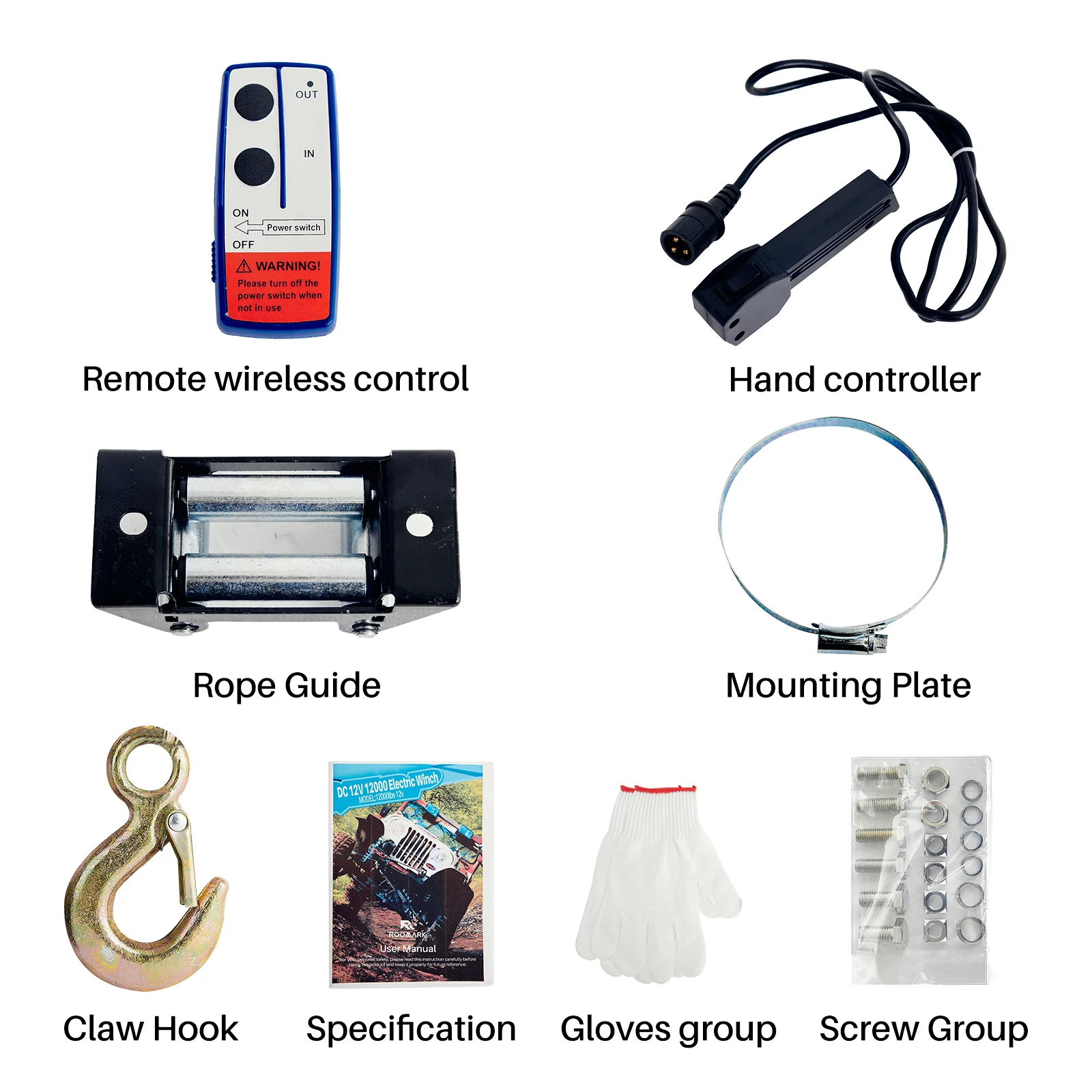 Электрическая лебедка Roomark, фунта, лебедка для квадроцикла, 12 В, лебедка для джипа с беспроводным пультом дистанционного управления и стальным кабелем для ATV, UTV, буксировочный прицеп