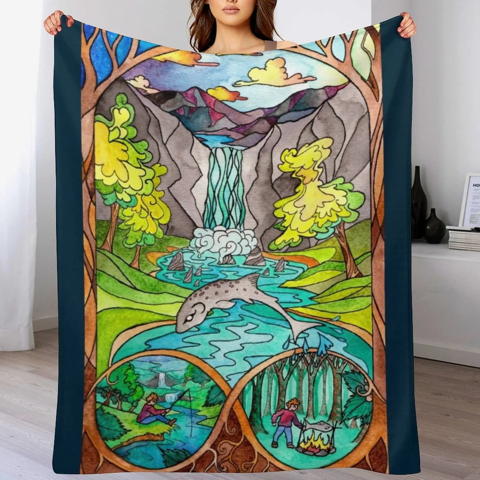 

Salmon of Knowledge Throw Blanket for sofa Giant Sofa Plush Decorative Throw Blankets