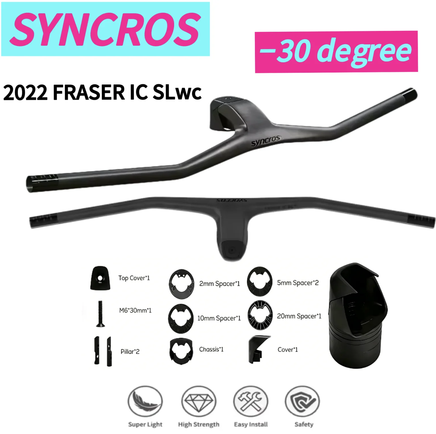 

Syncros FRASER IC SL WC For Sparks Frame -30° 740mm 760mm Carbon Fibre Integrated Cockpit MTB Handlebar With Stem Combo