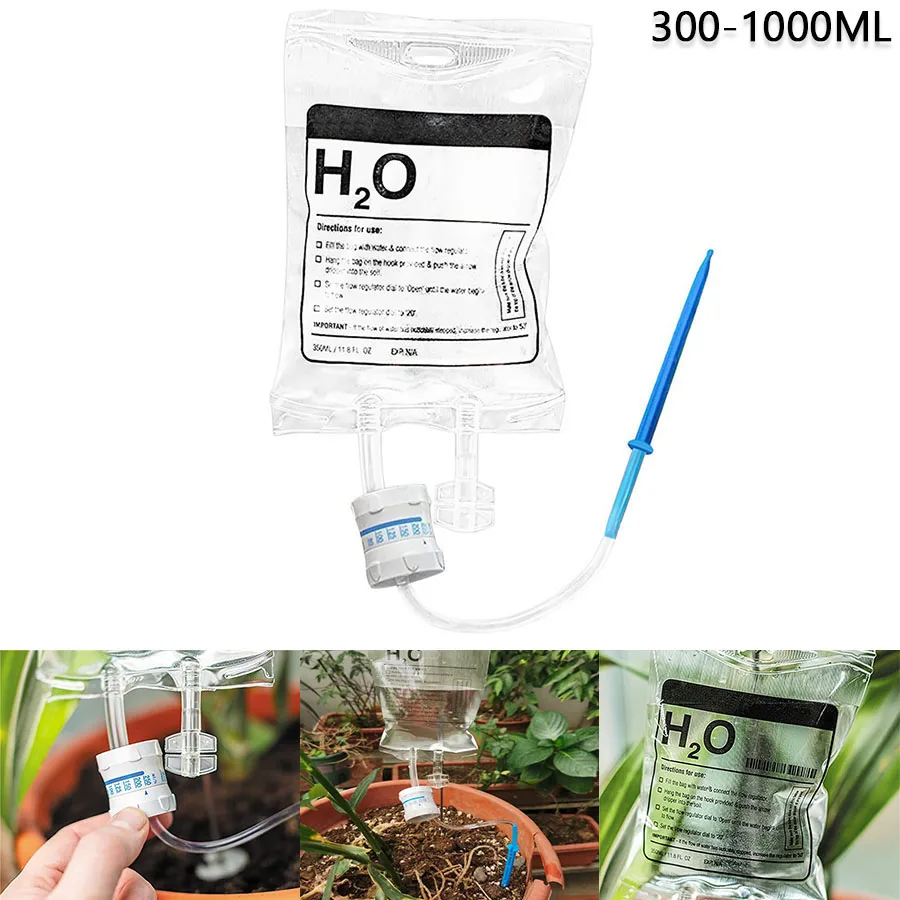 350-1000ML Plant Water Bag Irrigation Drip Bag with Metal Hooks Self Watering Devices with Adjustable Water Outlet Speed Plant