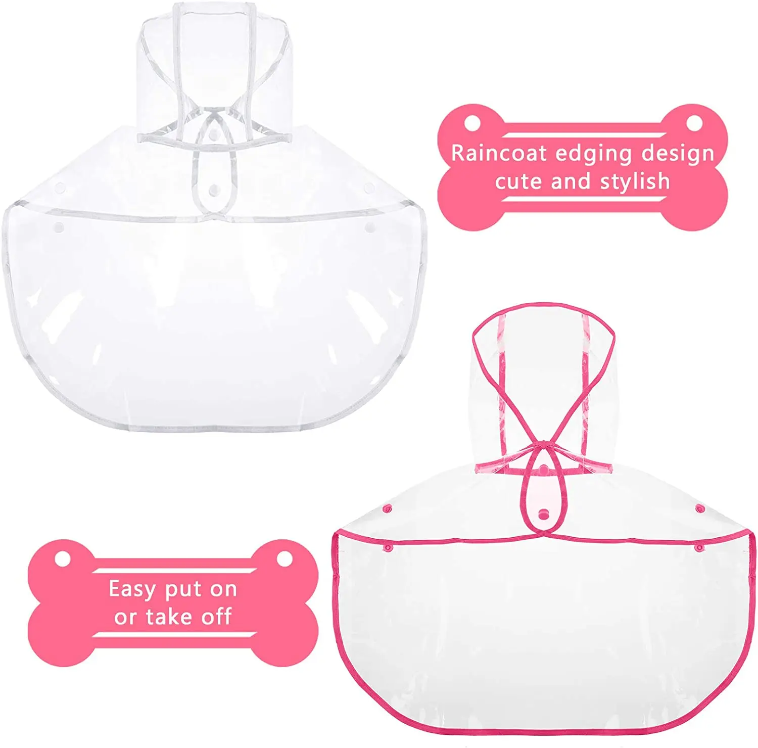 Pet Dog Raincoat Clear Pet Waterproof Clothes Hooded Rain Jacket Plastic Puppy Rain Poncho Pet Rainwear for Small Medium Dog