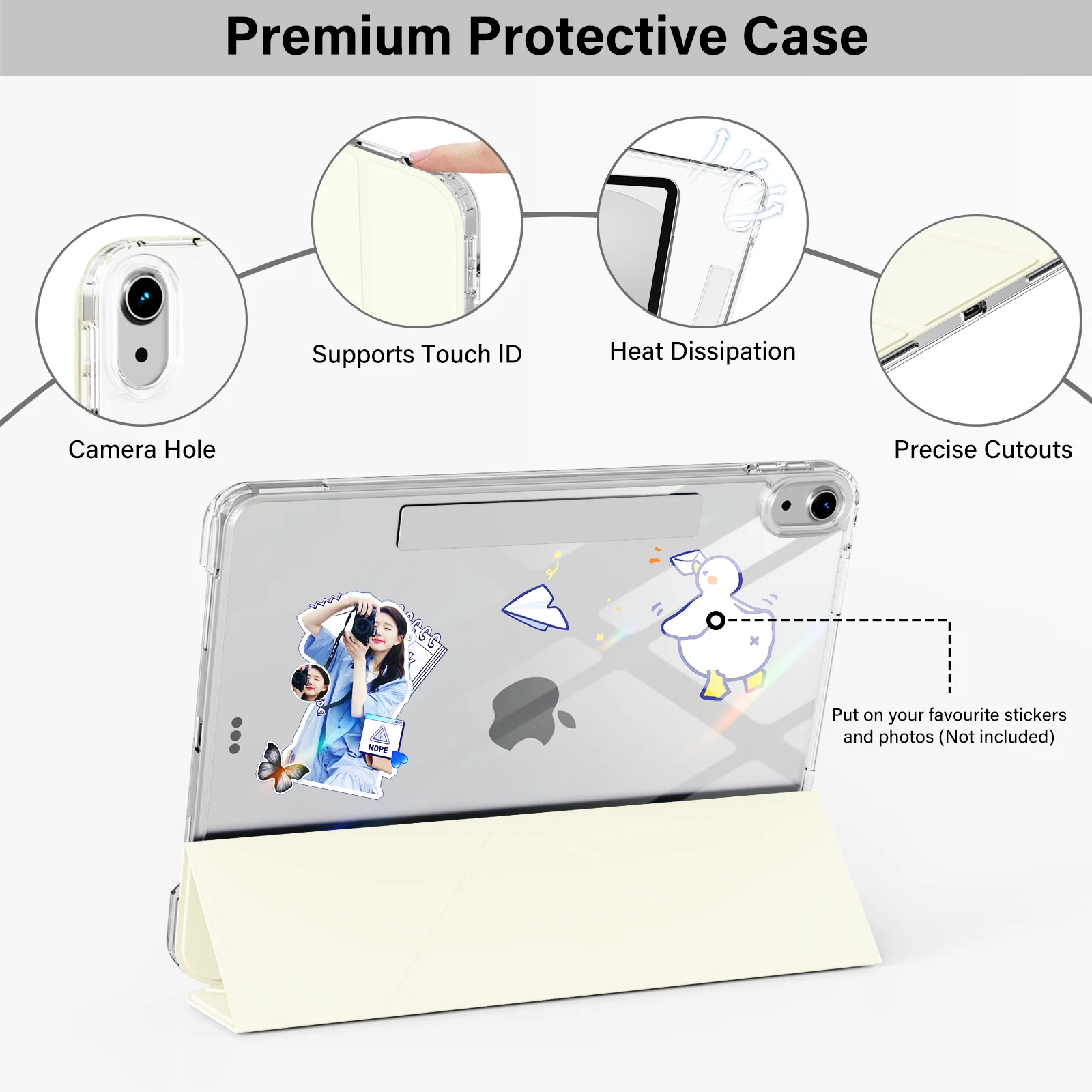 ZOYU for iPad A16 11/10th Sliding Detachable Cover, for iPad Pro 11 13 Air 11 Air 4/5 10.2 7/8/9th Mini 67 Magnetic Buckle Cover