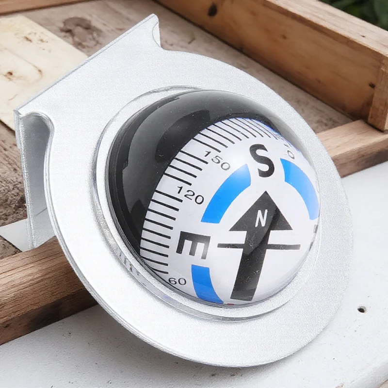 زخرفة لوحة القيادة الكروية لبوصلة السيارة بالطاقة الشمسية المدمجة للملاحة البحرية والقوارب وركوب الدراجات والمشي لمسافات طويلة ودليل توجيه السفر