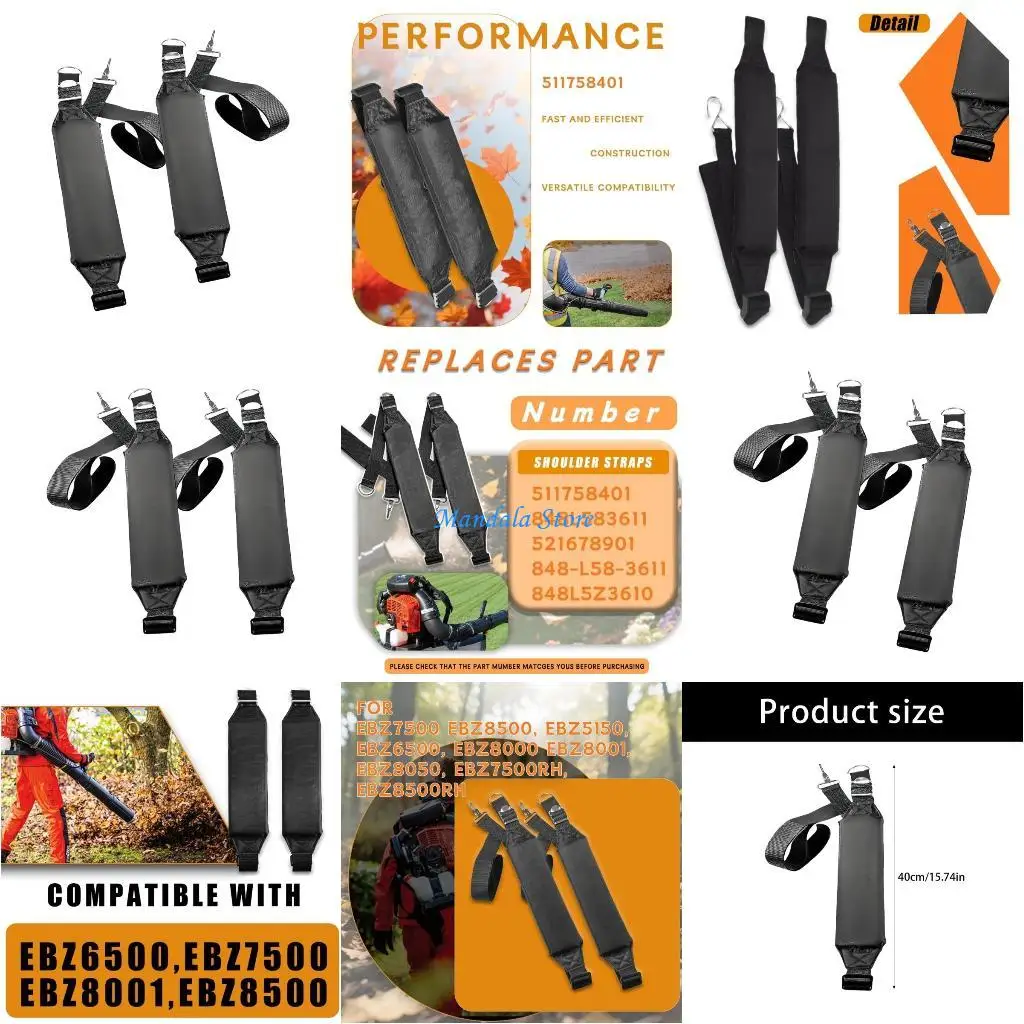 U2JC 2 قطعة جزازة العشب الثقيلة الكتف الأشرطة حبل قابل للتعديل لEBZ6500RH