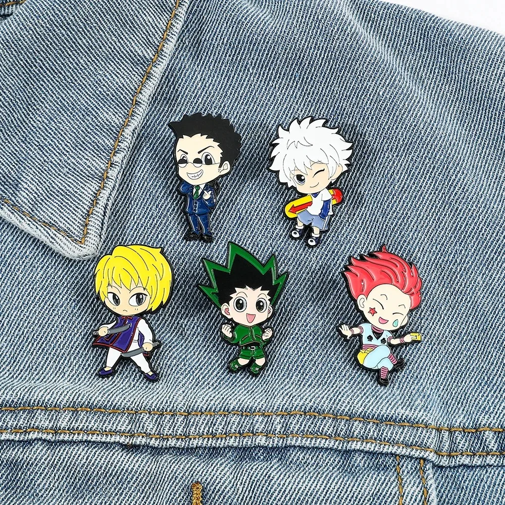 Anime HUNTER x HUNTER Enamel Pins Cartoon GON Killua Kurapika Leorio Hisoka Brooch Bag Lapel Badge Jewelry Gift for Kids