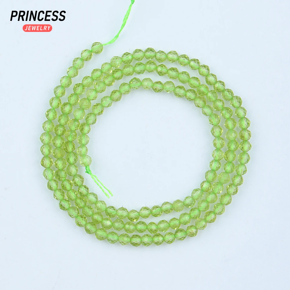 Peridoto de piedra Natural sin punto negro, cuentas facetadas de 2,5mm y 3mm para fabricación de joyas, pulsera y collar, accesorios de bricolaje