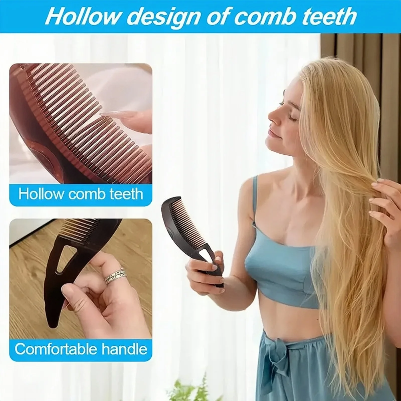 1-Piece/2-Piece/3-Piece Set of Press-Type Energy Combs for Cleaning, Removing Dandruff and Grease, Portable Hollow Combs for Removing Oil and Fat Particles, No-Wash Hair Styling Combs