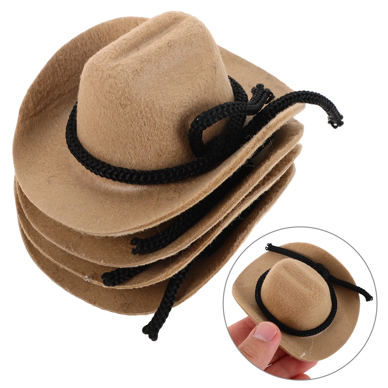 

4Pcs Mini White Cowboy Hats Western Style Tiny Felt Cowgirl Caps Miniature Craft Decoration Party Accessories Mini Beanies
