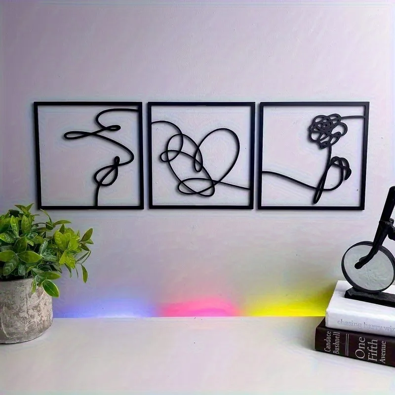 CIFBUY Slim Rose Music Theme Metal Wall Art Iron Craft Vintage Aesthetic Hanging Sign Home Decor Plaque