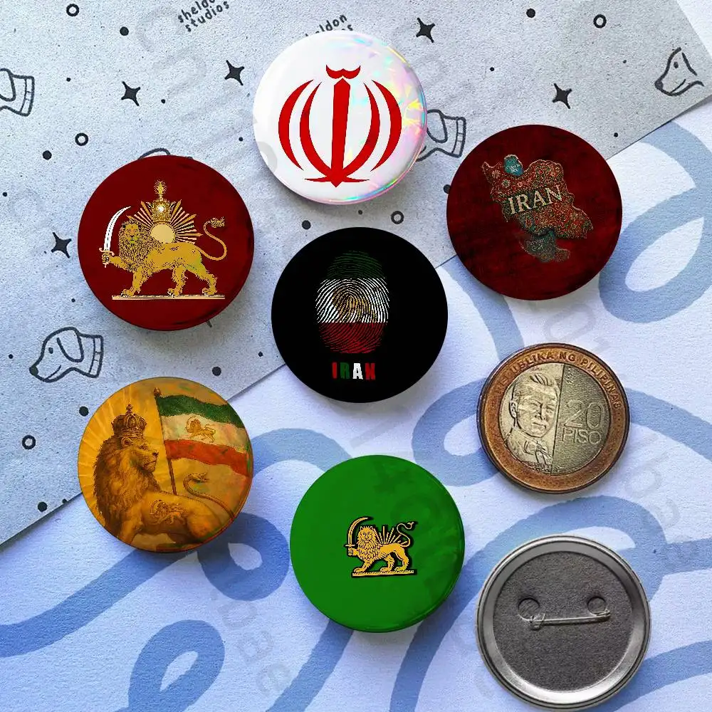 

P-Pahlavi Imperial of Iran national Flag 25mm 75mm 44mm 58mm 32m Brooches Badges Pins for Accessories