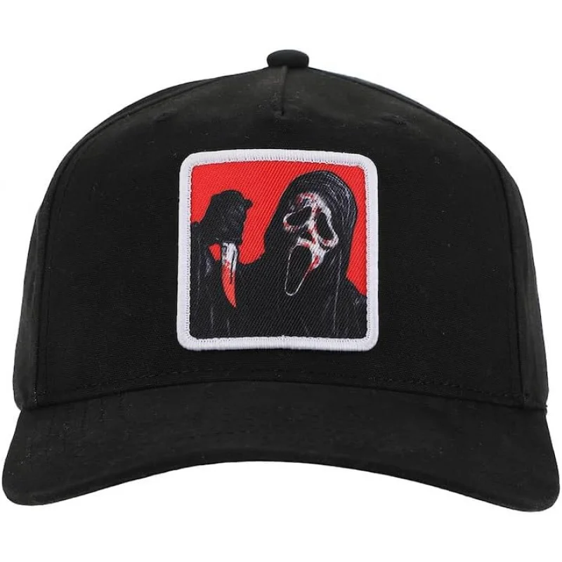 Halloween Ghostface Red Square Black Snapback Hat