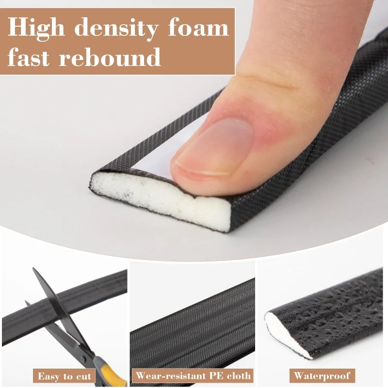 New 3M/6M Acoustic Insulation Foam Wedge Door Weather Stripping, Windows Seal Strip, Door Frame Gap Filler for 4.5-9mm Gaps Seal