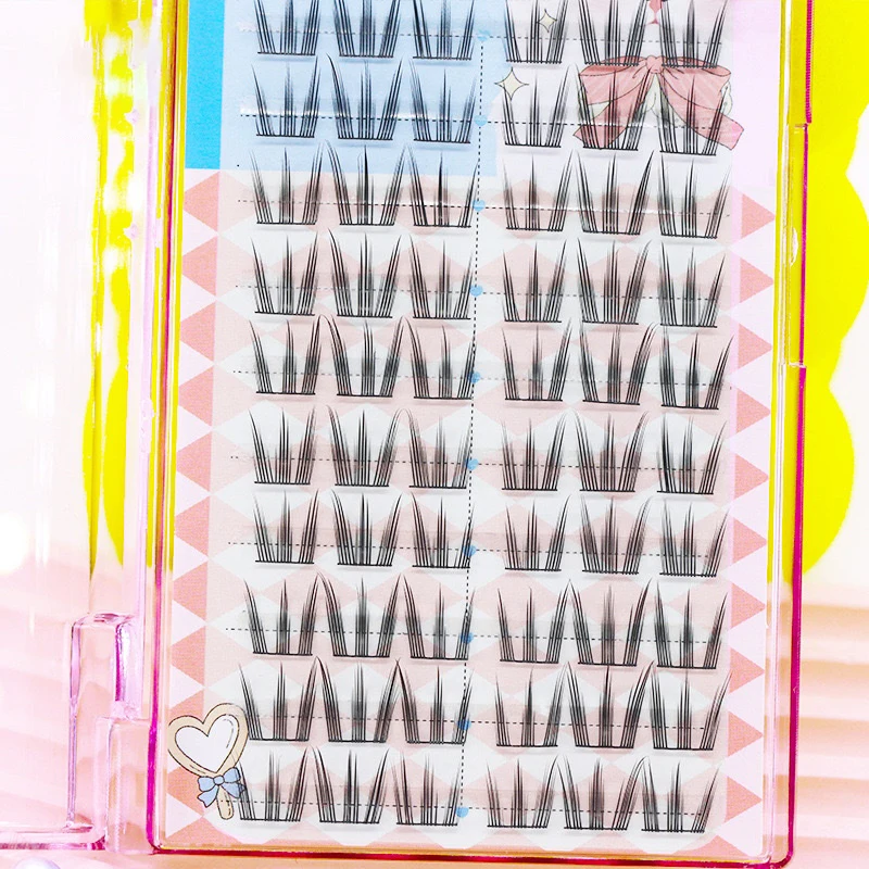 10 Rows/60 Clusters Press On Lashes Glueless Pre-Bond Technology DIY Reusable Self Adhesive Realistic Eyelash Cute Sweet
