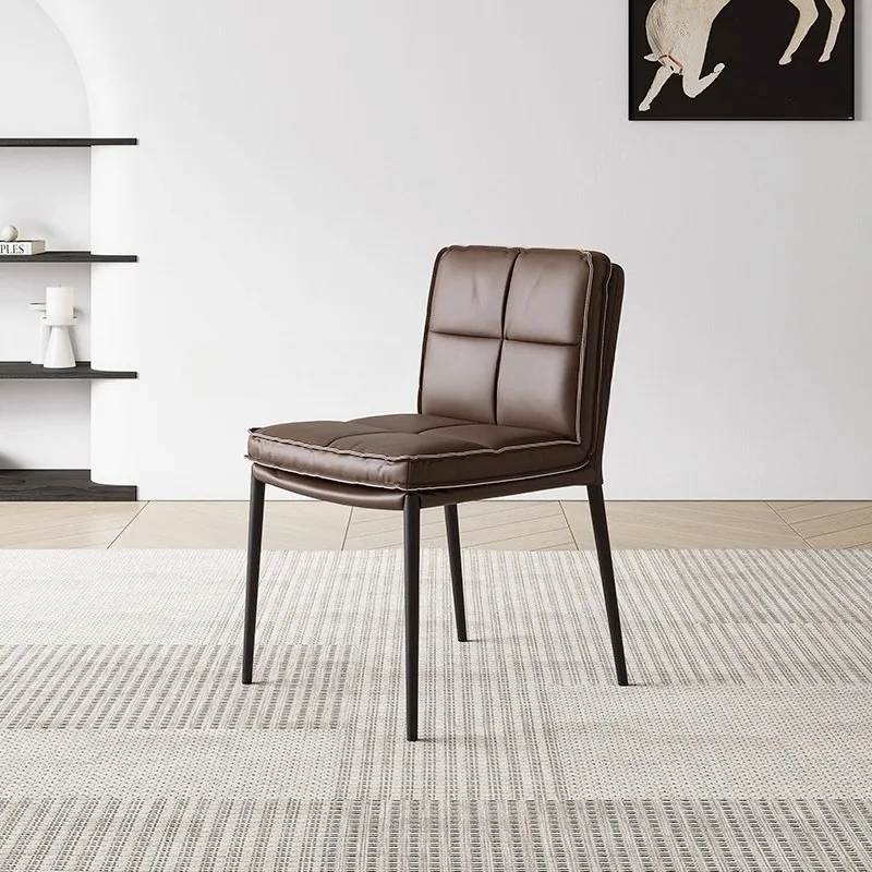 

Minimalist Italian Dining Chair Microfiber Leather Premium Seating Designer Backrest Chair for Luxe Modern Homes Furniture