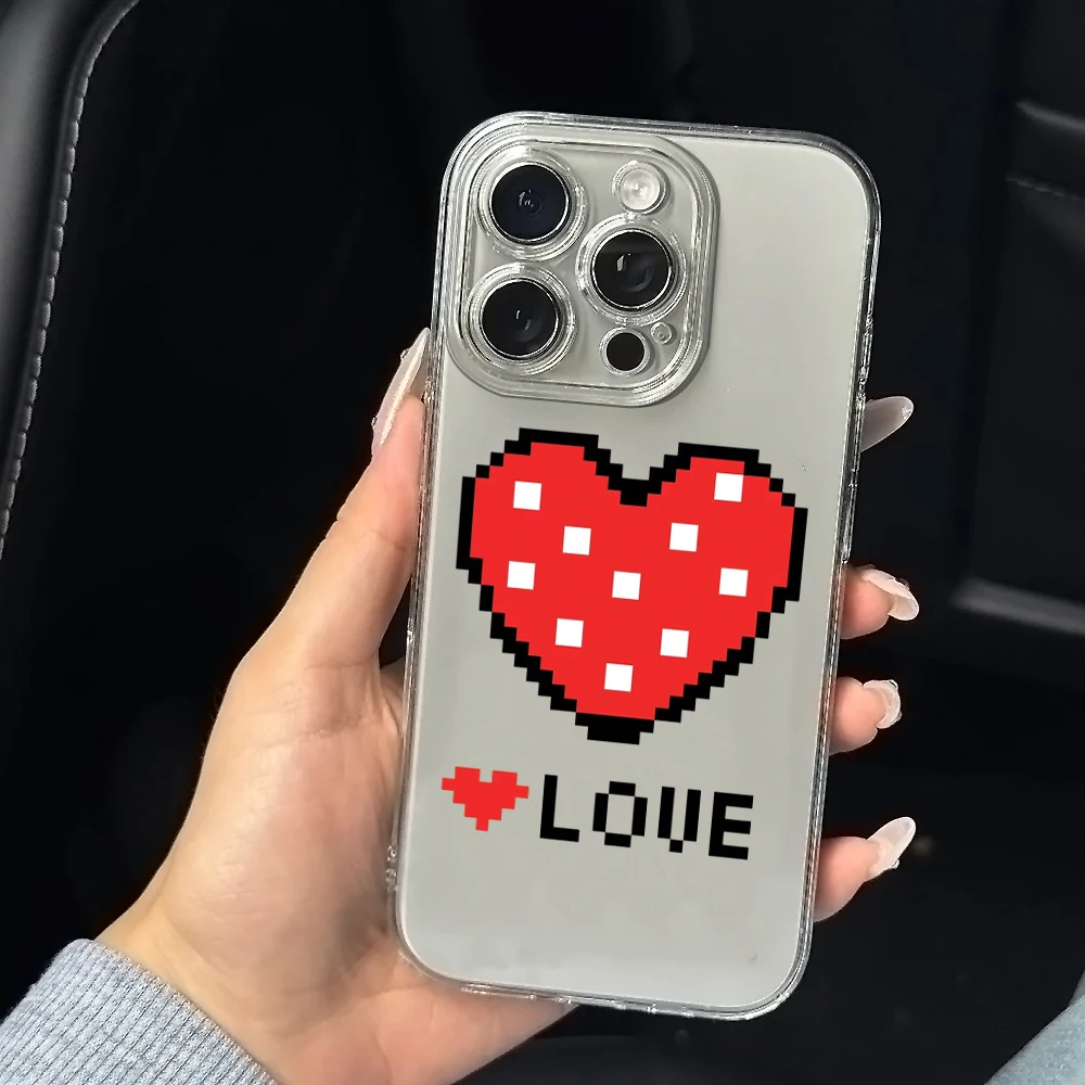 Pixel-Stil Liebe Herz Silikon Handyhülle für IPhone 17 16 15 14 13 12 11 Pro Xs Max Air Mini 7 8 6 6s Plus SE 2020 2022 Cover