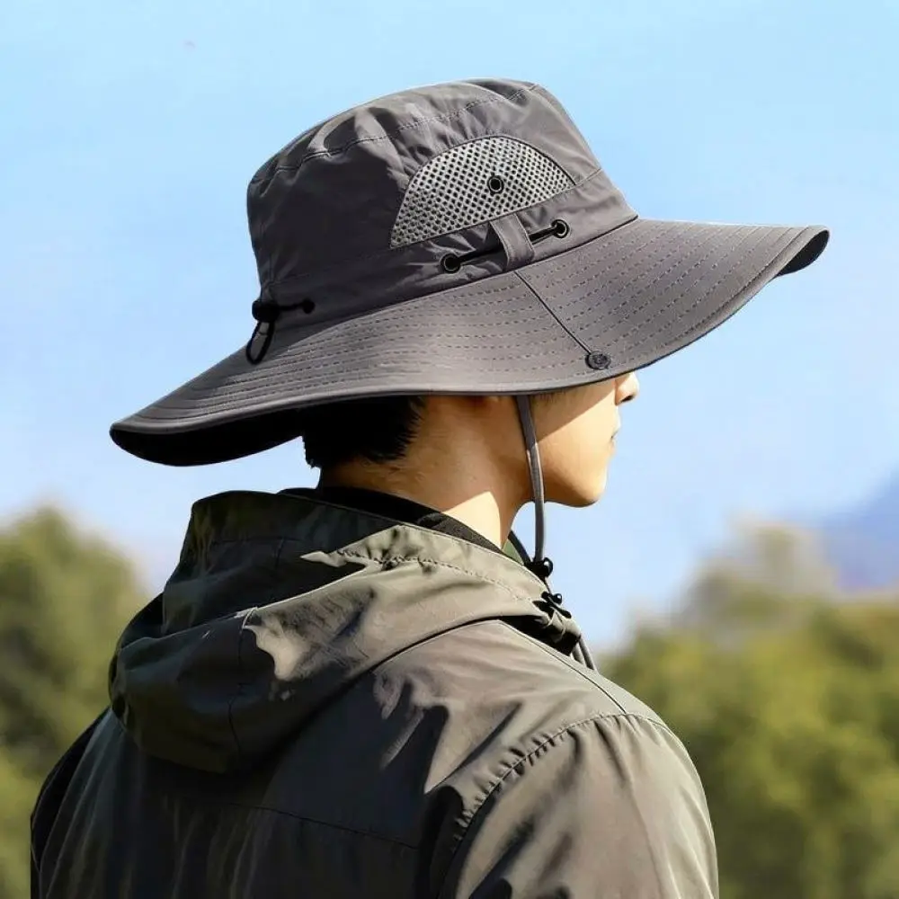 Summer Wide Brim Fishing Cap Breathable Quick Dry Sun Protection Bucket Hat Hiking Neck Guard Outdoor Unisex Hat