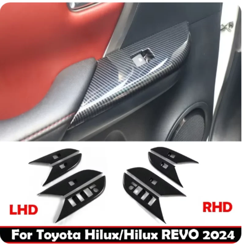 

LHD RHD For Toyota Hilux/Hilux REVO 2024 ABS Armrest Windows Rise Switch Panel Glass Lift Control Cover Interior Car Accessories