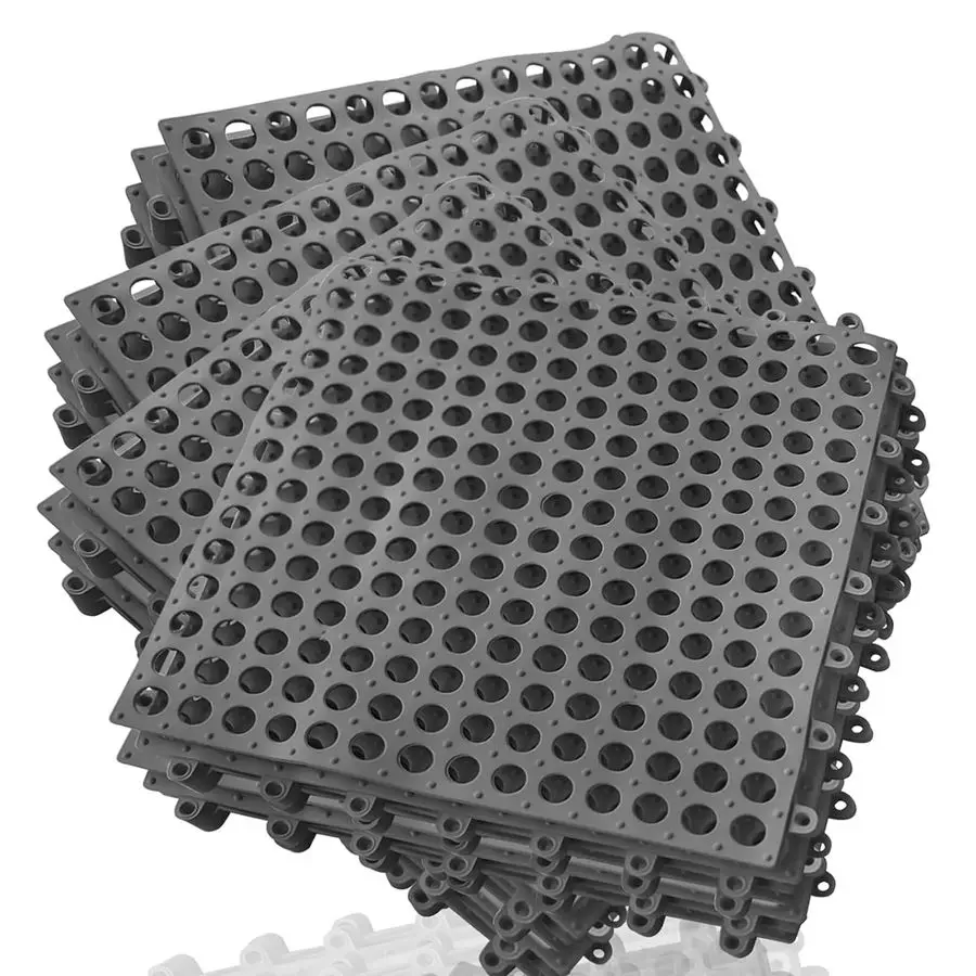 

Drainage Interlocking Tiles, 12x12 NonSlip Pool Bathtub Drain Tile for Flooring, Soft PVC Splicing Modular Cushion Mat, Vented F