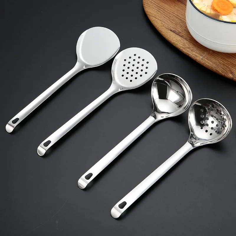 304 Stainless Steel Non Stick Frying Spatule Long Handle Soup Spoon Colander Leaky Shovel Cooking Utensils Kitchenware