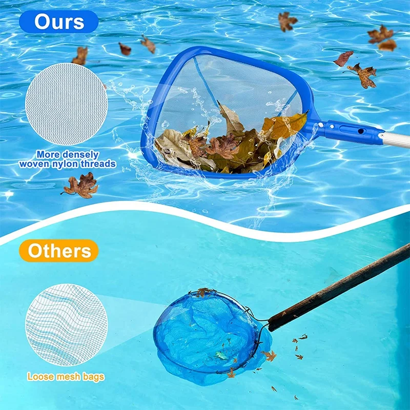 

Pool Cleaning Tools With Telescoping Aluminum Pole And Nylon Medium Fine Mesh Cleaning Tool To Remove Leaves And Debris