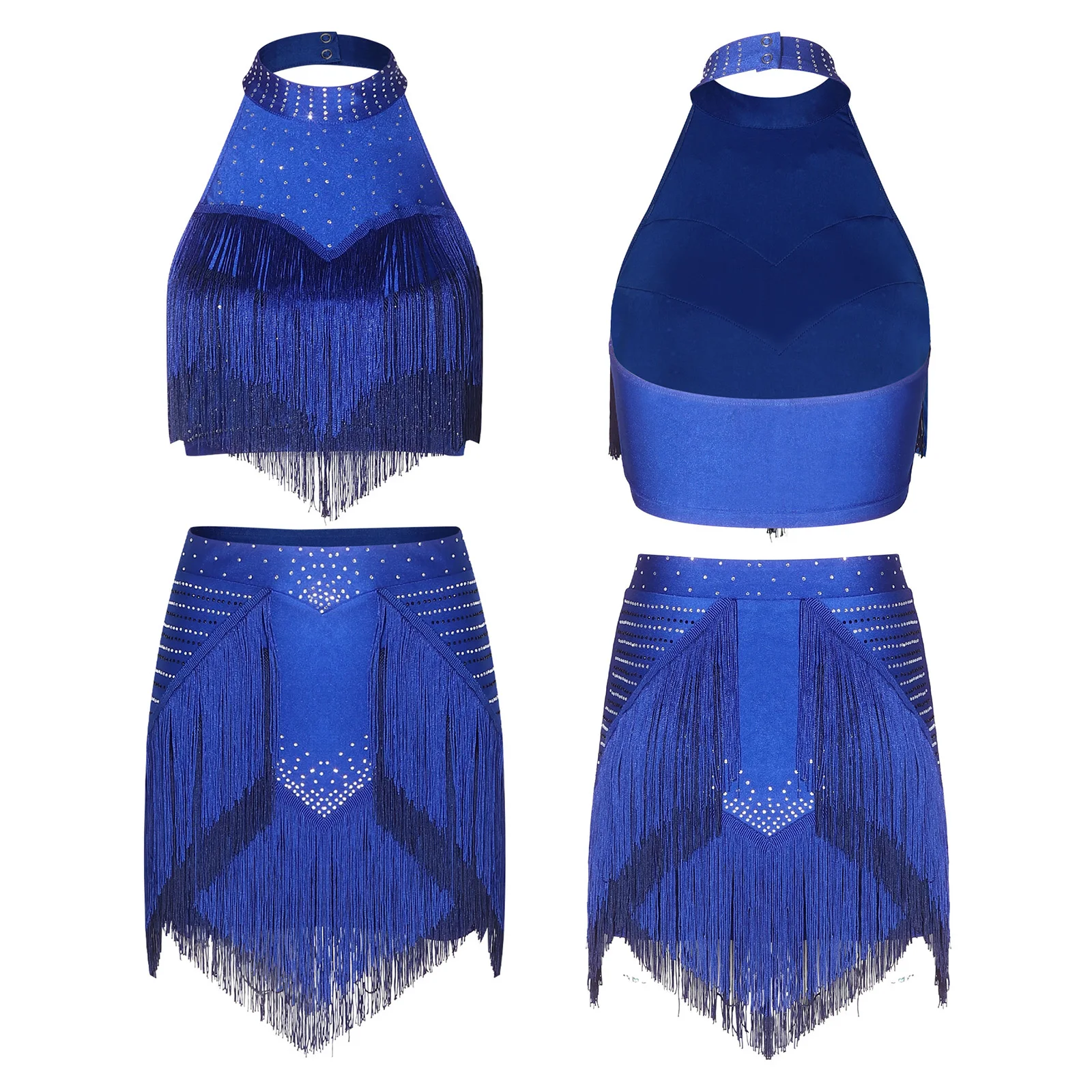 women-sexy-latin-rumba-cha-cha-tango-dancewear-halter-backless-crop-top-tiered-tassel-miniskirt-fringed-for-stage-performance