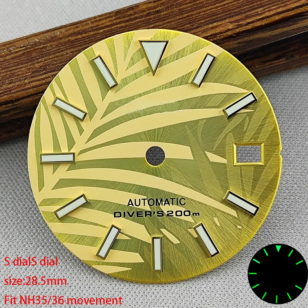 NH35 28.5mm dial S dial green luminous suitable for NH35 NH36 movement watch accessories repair tool