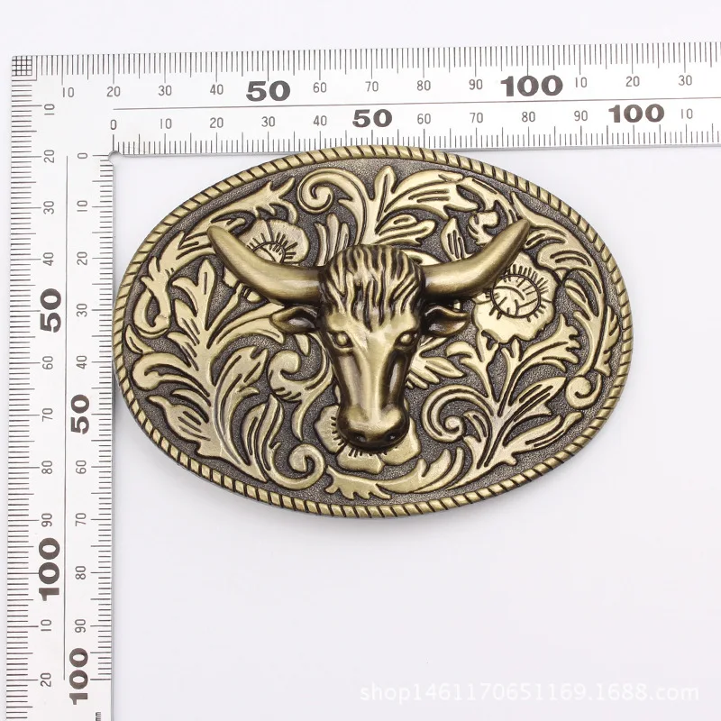 Gouden Stier Hoofd Gesp Handgemaakte Zelfgemaakte Riem Accessoires Tailleband Diy Western Cowboy Rock Stijl K54