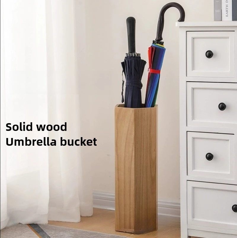 Nordic Wooden Umbrella Hexagonal Storage Bucket Creative Home Storage Household Hotel Supermarket Umbrella Stand Accessories