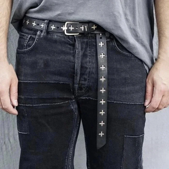 

Silver Cross handmade old real cowhide belt dark wind versatile belt men and young people ins trendy luxury