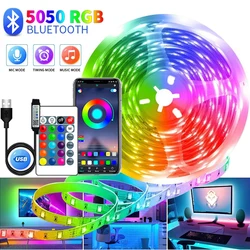 USB 1-30M Led diody na wstążce RGB 5050 Bluetooth kontrola aplikacji luce elastyczna dioda Led do pokoju lampa dekoracyjna wstążka