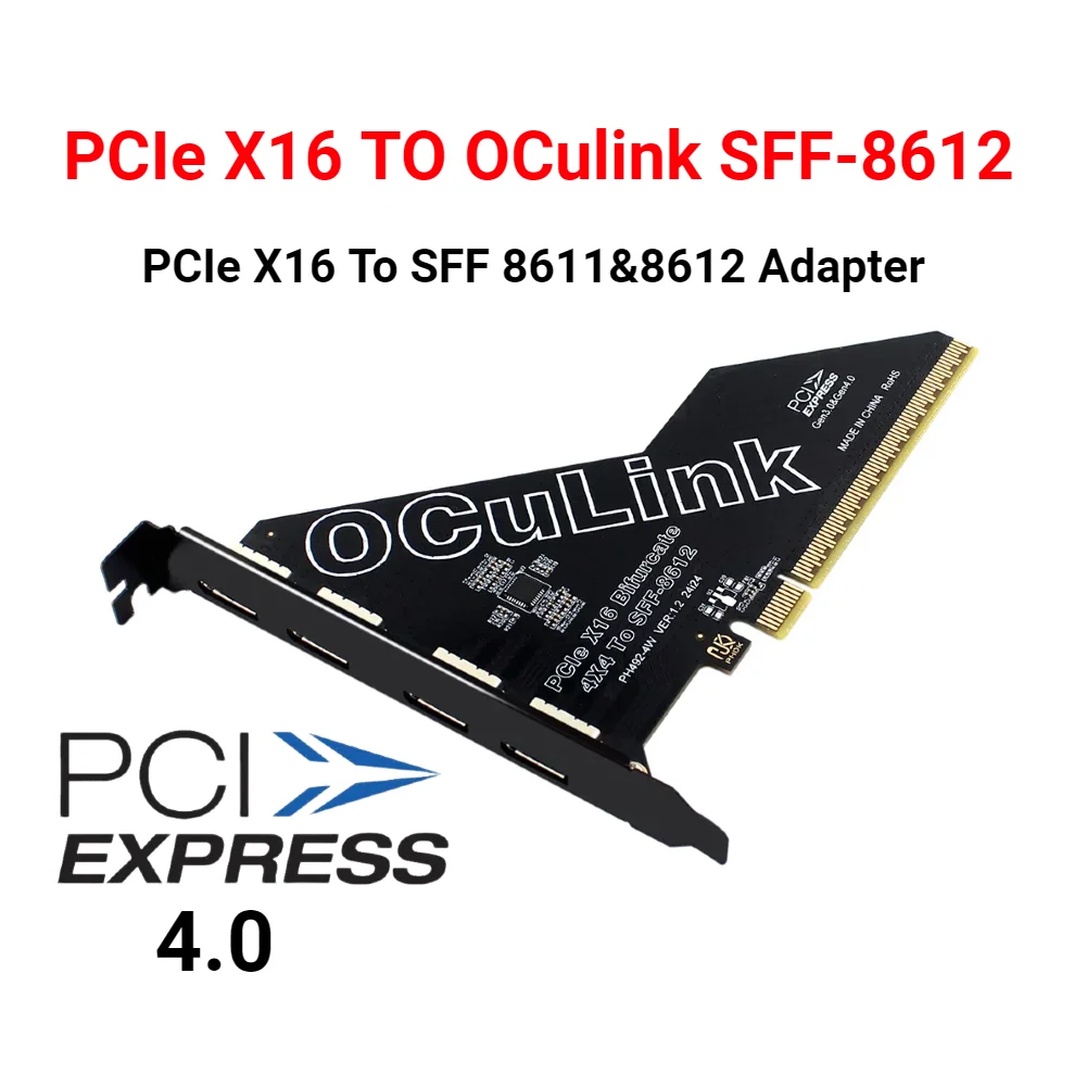 1 PC PCIe X16 To SFF 8611&8612 Adapter Card PCIE 16x To Oculink SFF-8612 & 861 Adapter Support PCle4.0 for Mac Os/Windows/Linux