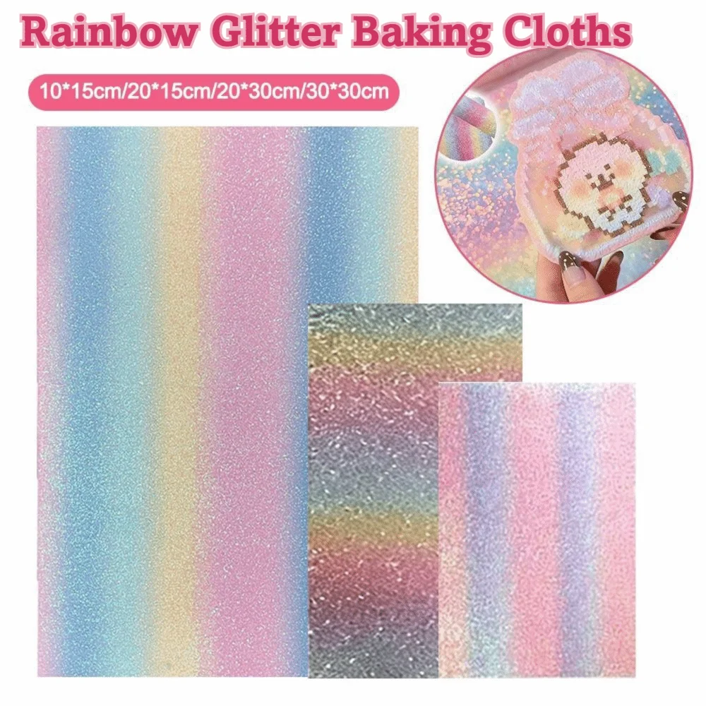 DIY Handmade DIY Fabric Ironing Cloth Non Stick Gradient Beads Bean Paste Fabric Rainbow Glitter Heat-resistant Sequin Cloth