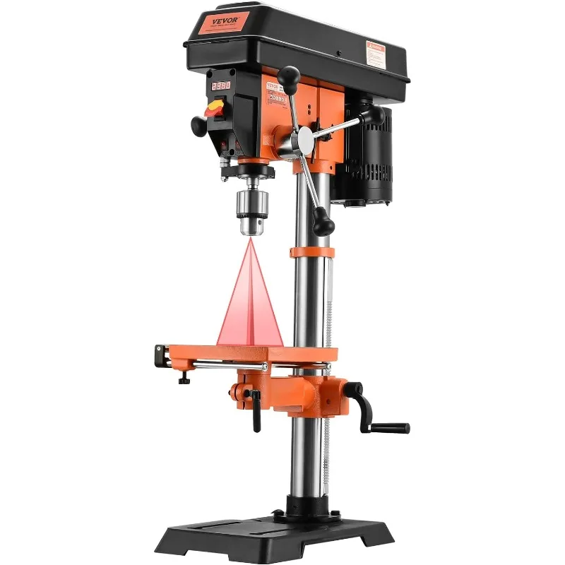 

12 in Benchtop Drill Press, 5 Amp 120V Variable Speed Cast Iron Bench Drill Press, 12 in Swing Distance 0-45° Tiltling Worktable