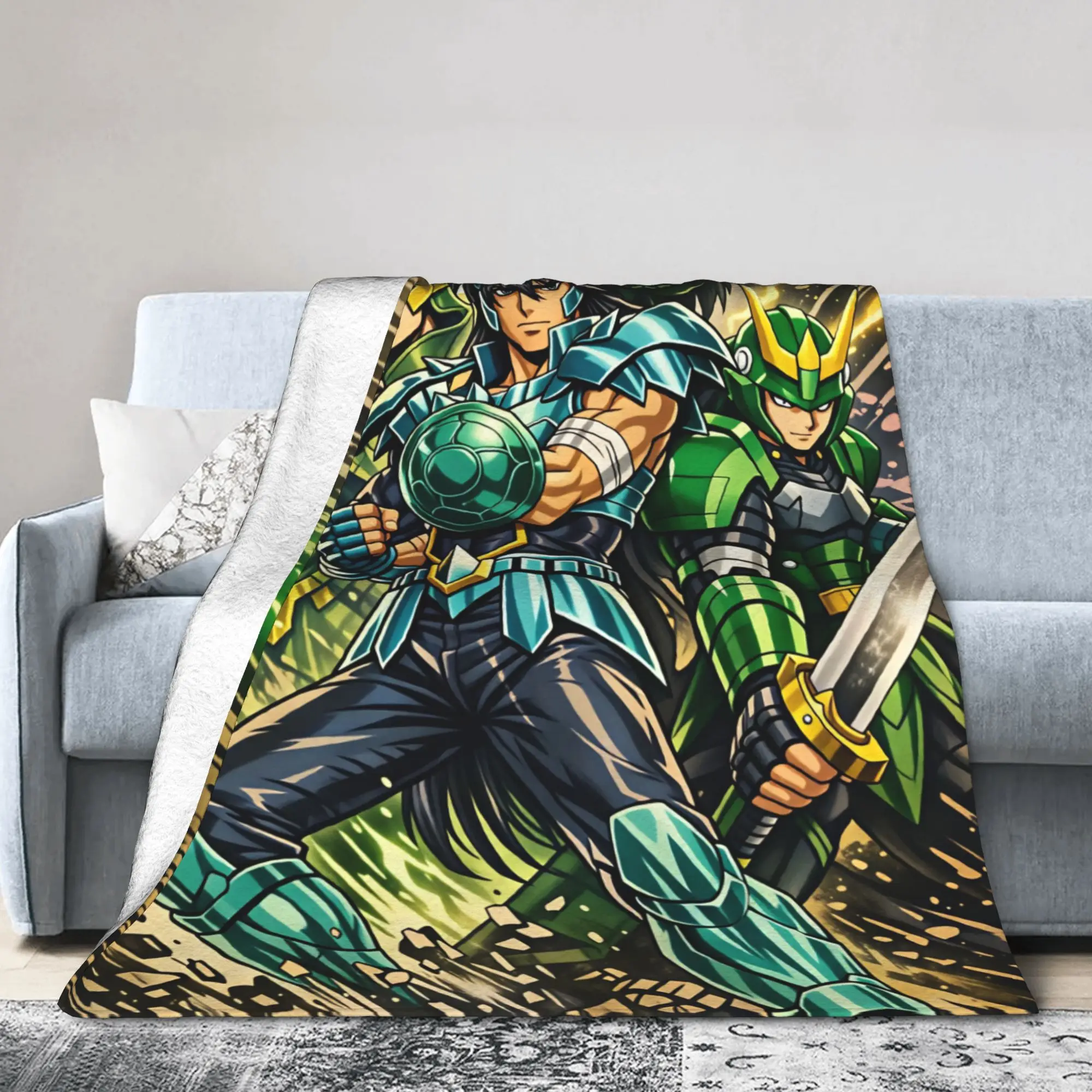 Champion Class Saints Seiyas Anime Flannel Blanket Winter  Warm Soft Throw Blanket for Children Bedroom Bedspread Bed Cover
