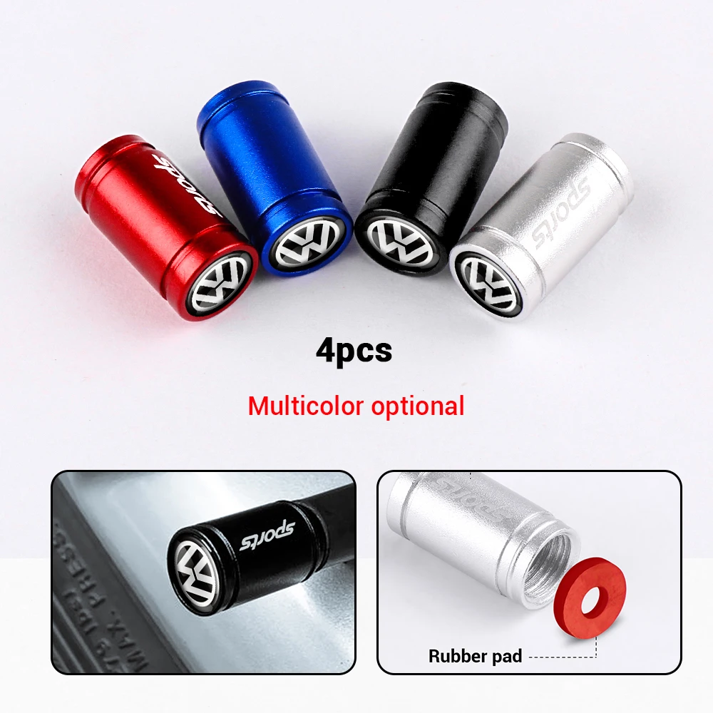 4pcs Valve Caps Decor Car Motorcycle Bike Tube Tyre Gas Nozzle Cover Accessories For Volkswagen Golf 4 Motion GTI MK5 MK6 Polo