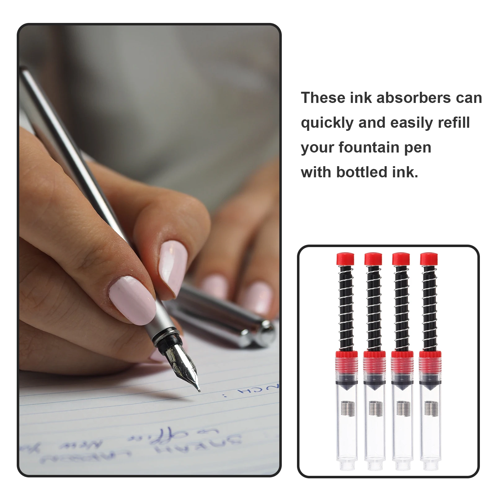 

12Pcs Fountain Pen Ink Absorber Refillable Converter Plastic School Supplies Ink Absorption Tool School Supplies