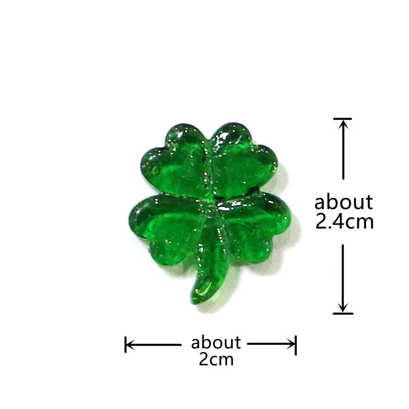 10pcs Four Leaf Clover Mini Glass Ornaments Cute Tiny Lucky Leaf Set Home Fairy Garden Holiday Party Christmas Decor Accessories