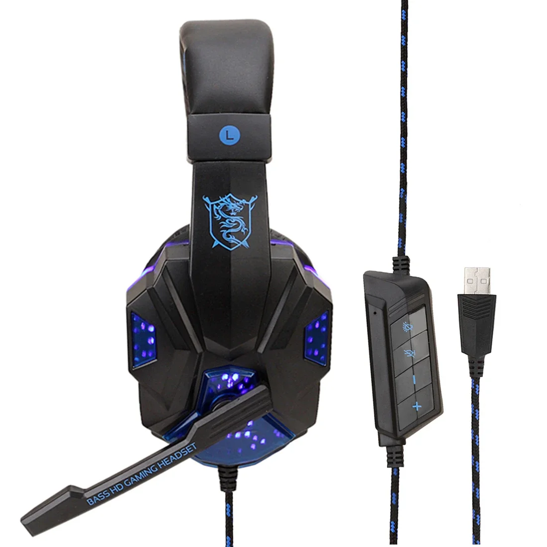 10 Uds. Auriculares estéreo de graves con cable USB para ordenador con micrófono sonido envolvente 7,1 auriculares para juegos PS4 con luz Led para PC