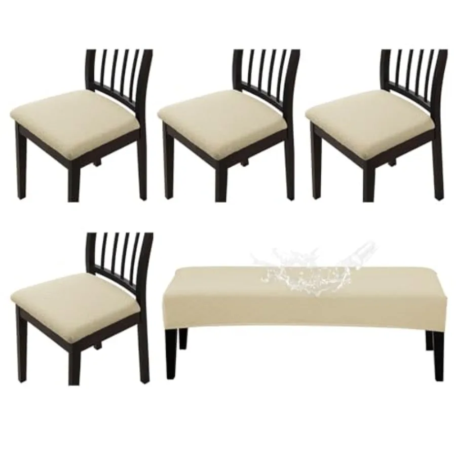 

Водонепроницаемые чехлы для сидений, комплект из 4 штук, с эластичными чехлами для скамеек и съемными чехлами для подушек обеденных стульев для дома, ресторана, банкетного зала