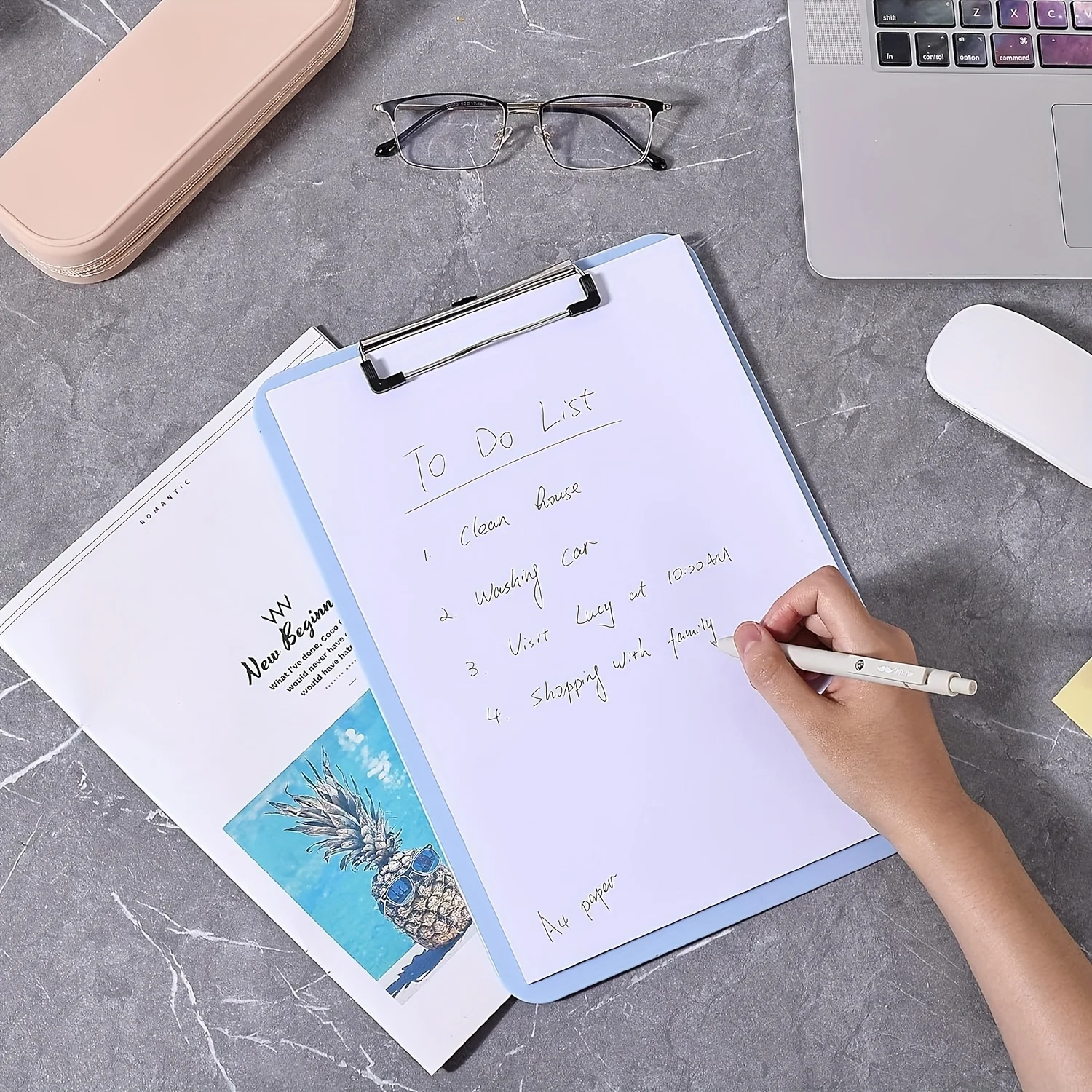 لوح كتابة على شكل نجمة لامعة مقاس A4 مع مشبك تعليق، حامل تذكرة، مجلد لوحة مستقيمة، سلسلة ألوان موراندي، مناسبة للمكتب #3