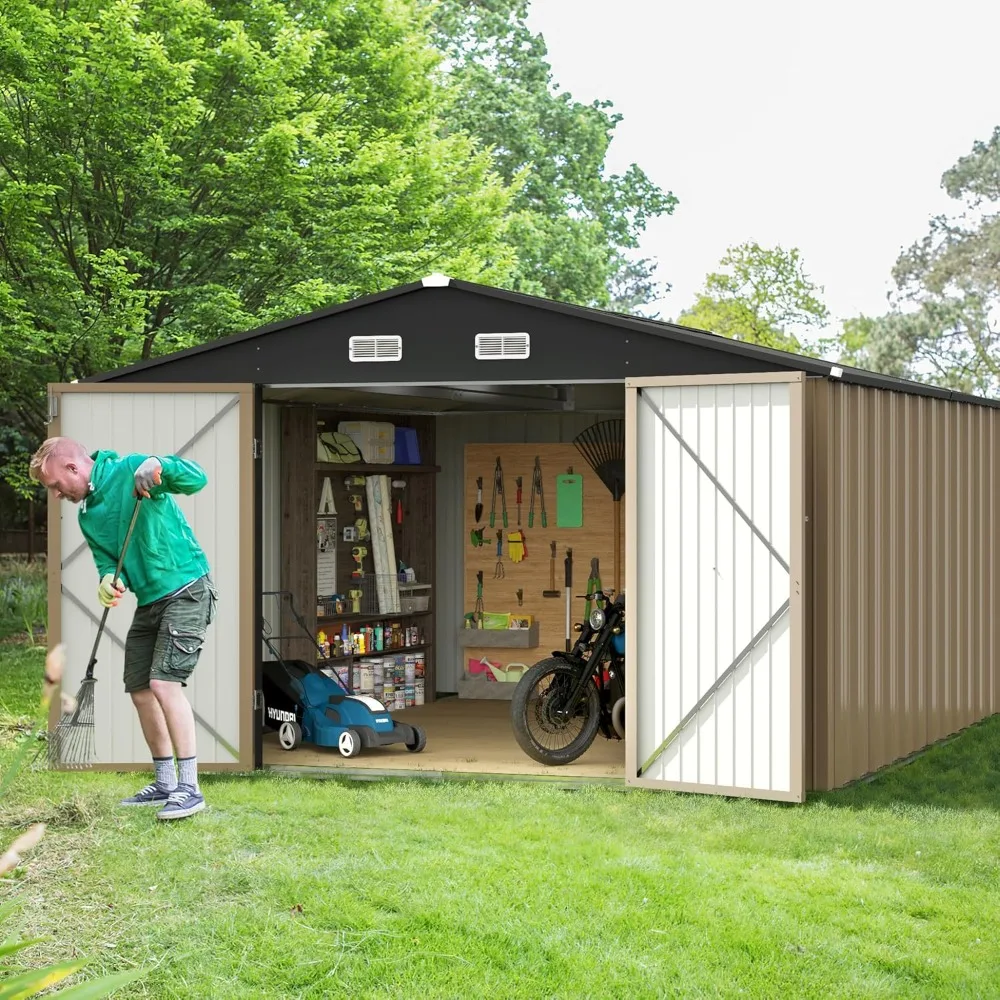 10x10 ft Schuppen Outdoor-Lagers chuppen Metall Gartenhaus mit abschließbarer Tür außerhalb wasserdichte Werkzeugs chuppen für, Terrasse