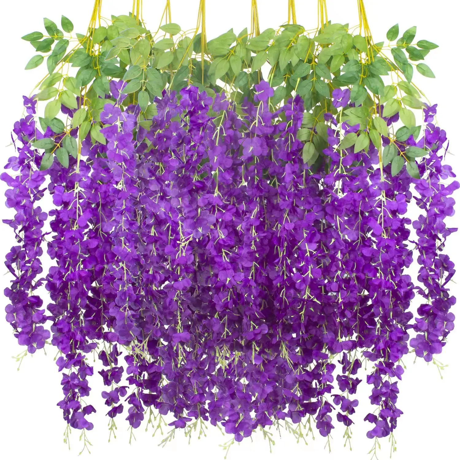 Artificial Wisteria Flower, False Flower, Violet Ceiling Flower, Vine Encryption, Wedding Decoration, Rattan Plastic Vine, Bean