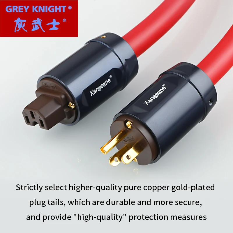 Kabel zasilający Hi-Fi Grey Knight Standard amerykański/europejski Kabel połączeniowy wzmacniacza głośnikowego z czystej czerwonej miedzi i