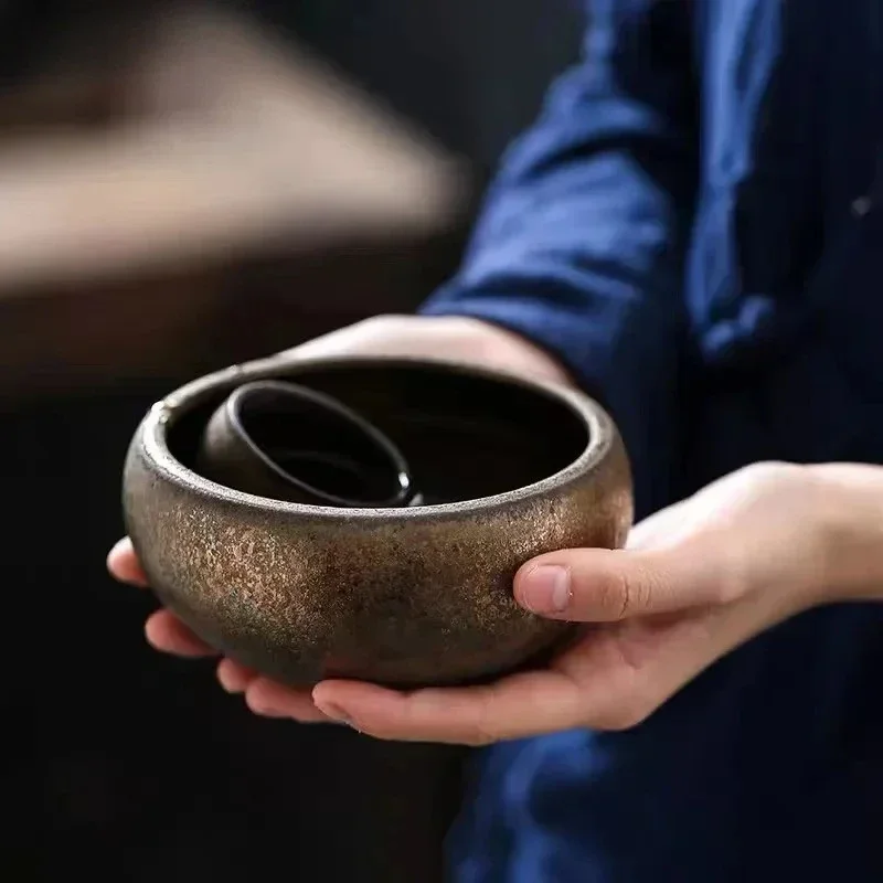 Japanese-Style Colorful Stoneware Tea Basin Small Creative Kiln Baked Wash Water Meng Tea Ceremony Utensils Washed Building