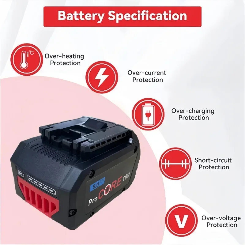 ProCORE Replacement Battery for Bosch 18V 8Ah 10Ah 12Ah  BAT609 BAT618 GBA18V80 Professional Cordless Tool image 3