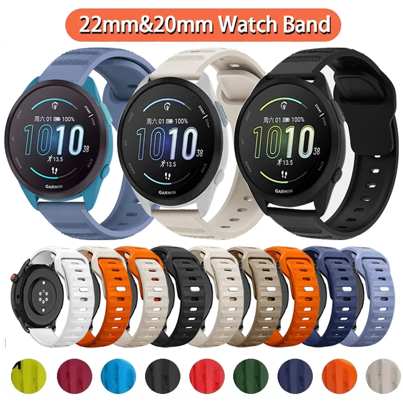 22mm 20mm Silicone Band For Garmin Forerunner 55 158 165 745 965 255 265 645 SQ 2 Strap For Garmin Vivoactive 6 5 4 3 Venu 3 2