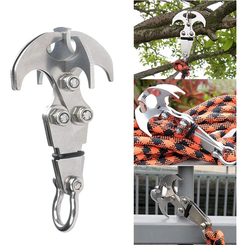 Multifunctional Claw Hooks Folding Grappling Stainless Steel Mountaineering EDC Tool Survival Saw Teeth Outdoor Climb Camp Gift