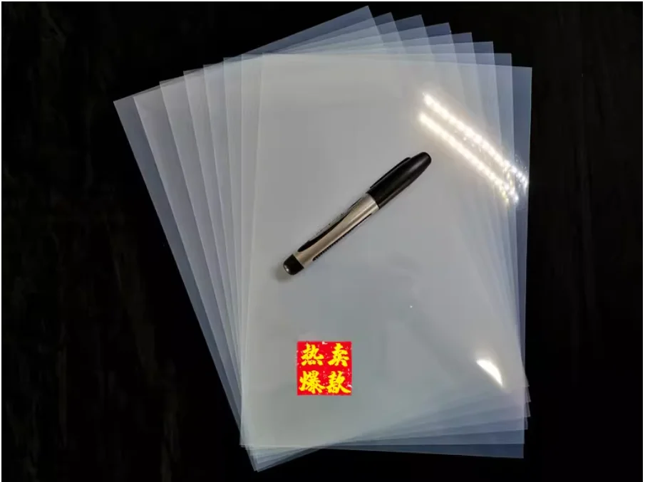 100pcs A4 Size Inkjet Transparent Film for Hot Stamping And Pad Printing Plate Making Suitable for Office And School Supplies