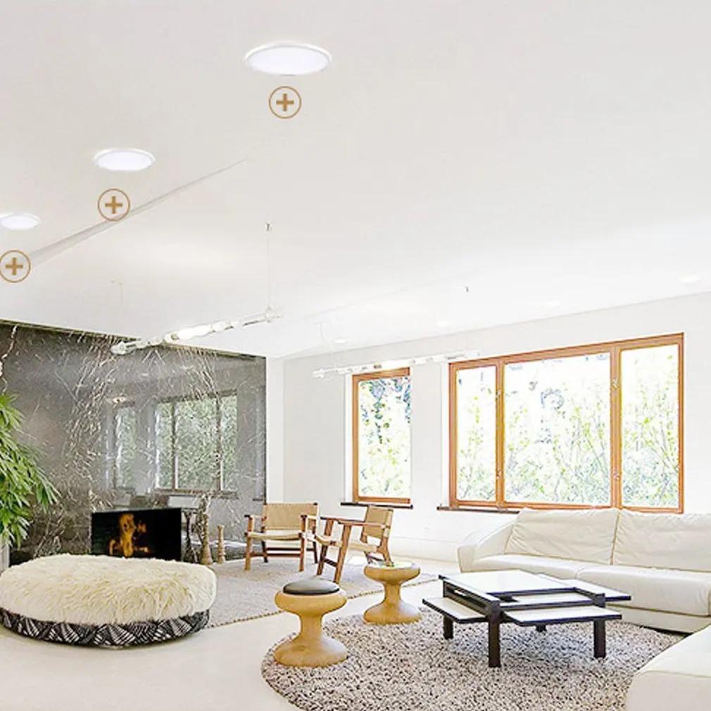 Panel de luz LED ultradelgado, luz descendente empotrada redonda de aluminio, 6W, 8W, 85-265V, agujero abierto, Blanco cálido ajustable