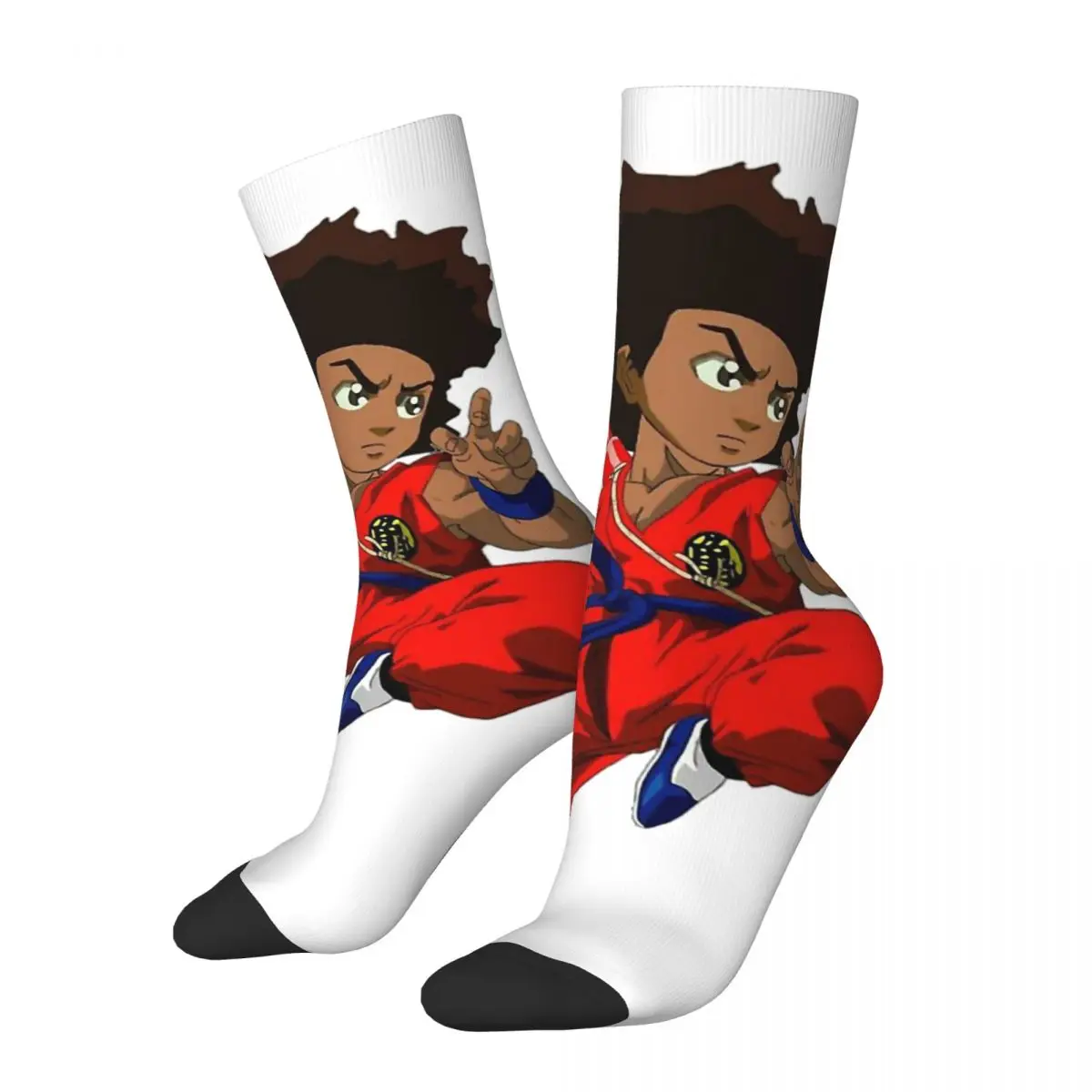 Crazy compression Sock for Men Cos Goku Hip Hop Harajuku The Boondocks Happy Seamless Pattern Printed Boys Crew Sock Casual